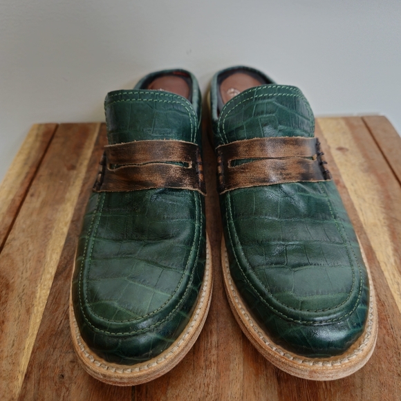 Freebird by Steven Mules Pink Leather Blush Snake & Green Croc Shoes Wms Size 8 - Picture 4 of 15